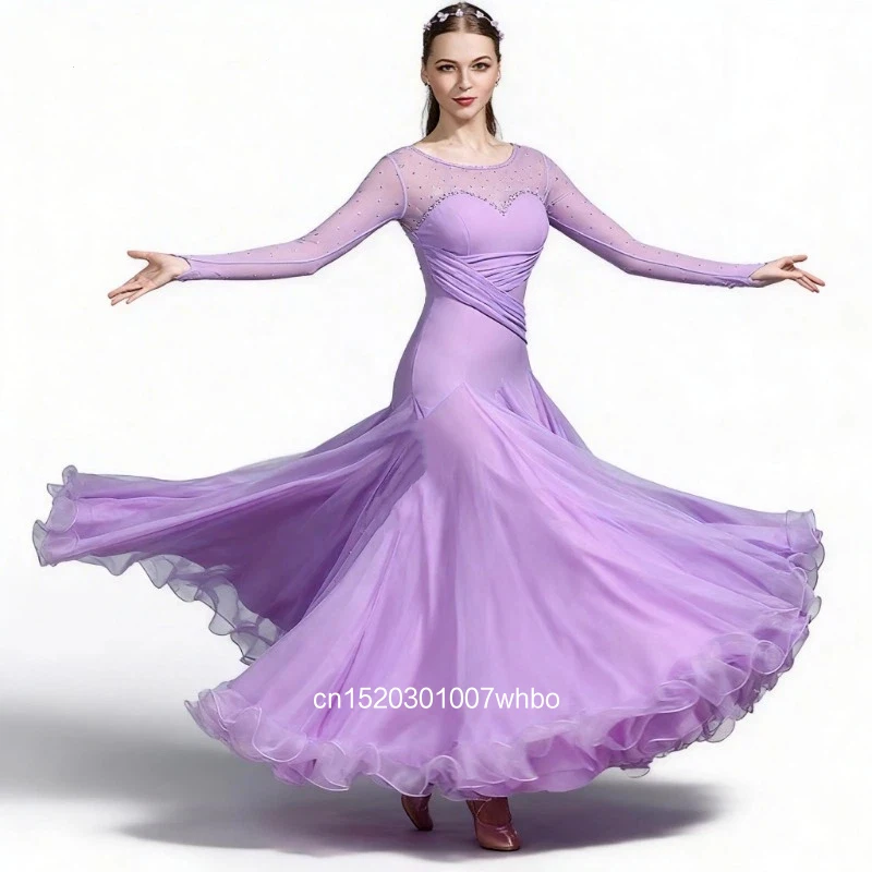 

Современное танцевальное платье для профессиональных тренировок, для женщин, для бальных танцев, вальса, танго, для выступлений и практики.