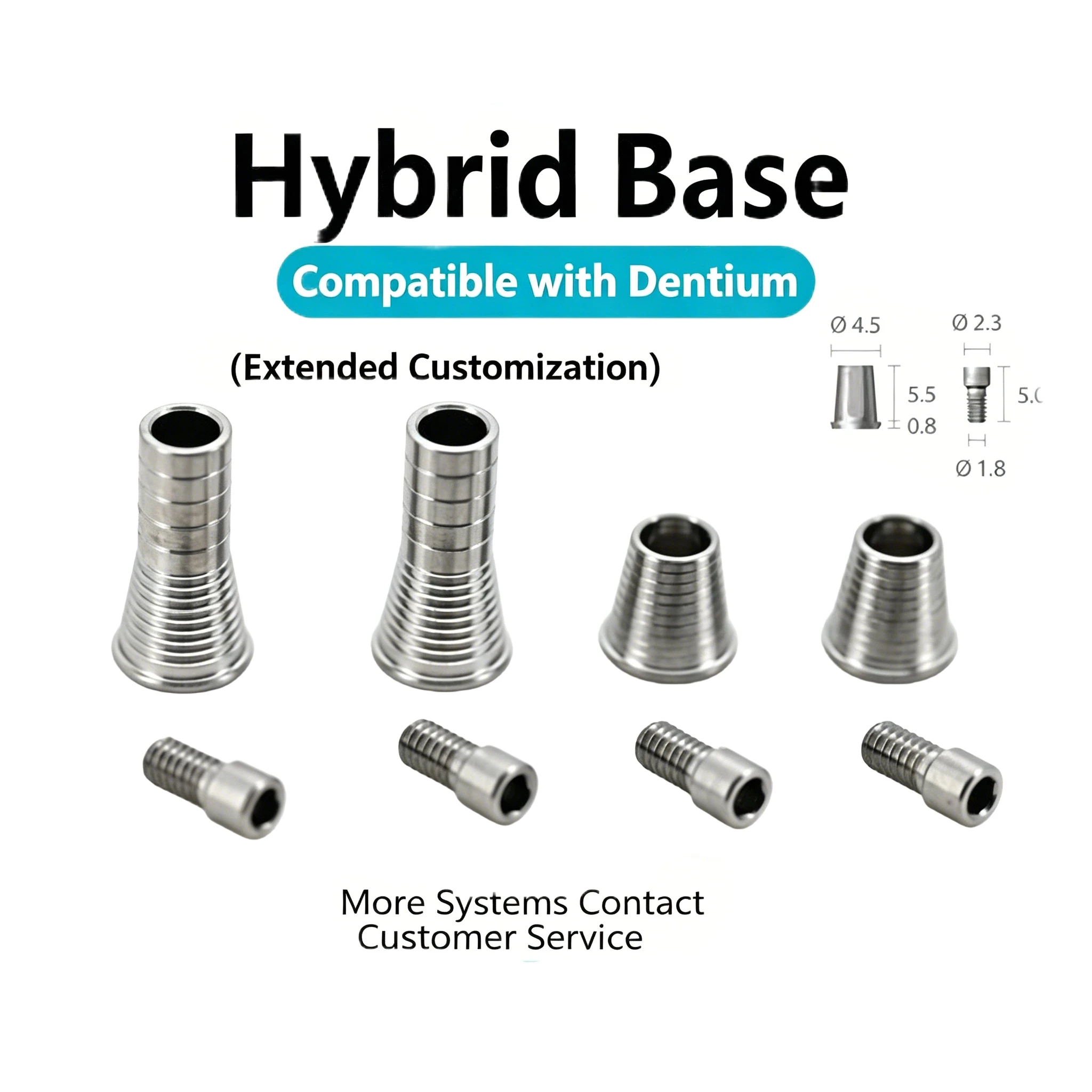 20Pcs Dental Implant Titanium Base Analog Composite Base Replacement Body for Dentium Implant System Oral Care Parts