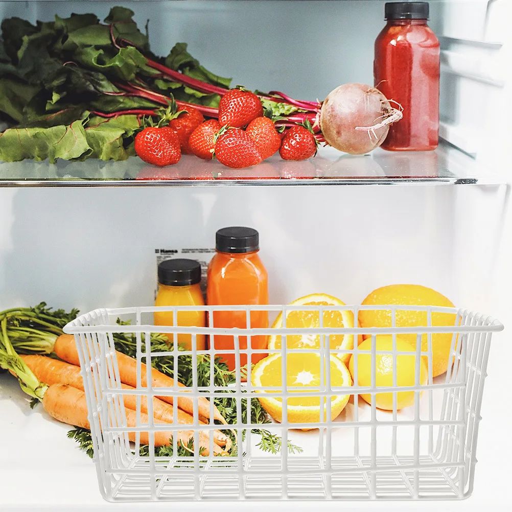 

2Pcs Metal Freezer Basket Storage Bin Flexible Refrigerator Organizer Kitchen Pantry Vegetable Fruit Storage Rack Space