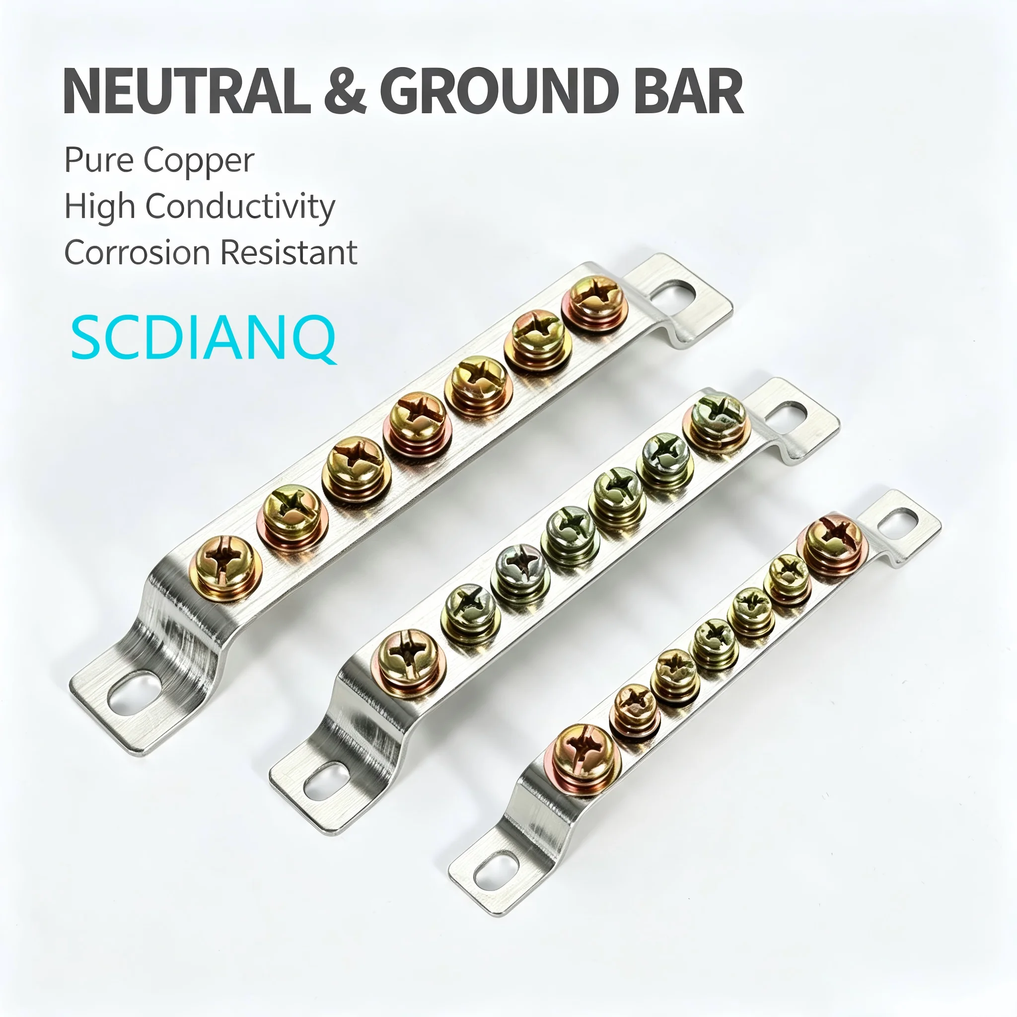 Grounding Neutral Earth for Electrical Panel Distribution Box 10 Hole 2*20mm Copper Terminal Block