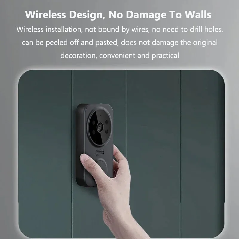 Tuya Video Doorbell Home WiFi Wireless Doorbell Rechargeable Battery Powered Color Night Vision Camera Bell Visual Doorbell