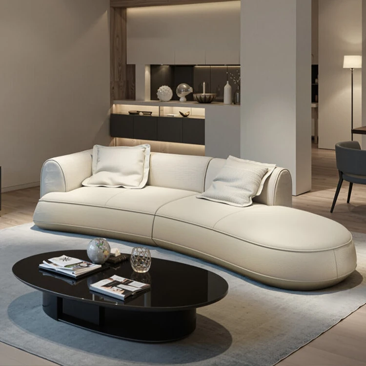 #Modern Functional Thick Leather and High-end Original Design Villa Living Room Sofa Set