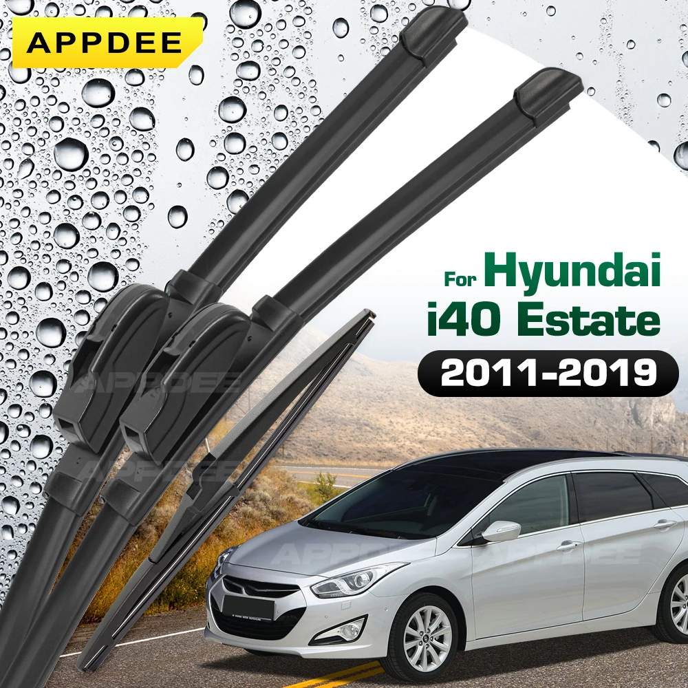 

Передний и задний дворник для Hyundai i40 Estate 2011-2019, силиконовые и резиновые щетки стеклоочистителя, щетки для лобового стекла, окон