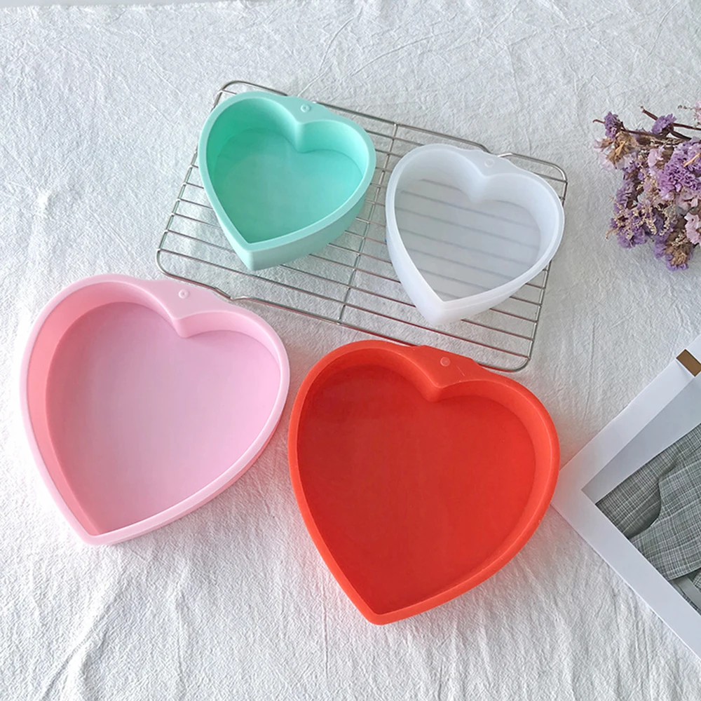 Love Cake Silicone Mold 4 Inch 6 Inch 8 Inch Heart Mousse Cake Mold Rainbow Cake Base Mold DIY Valentine\'s Day Decoration Gift