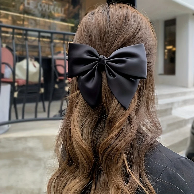 2pcs women's bow hair clip women's back of the head fabric spring clip high-end hair clip black temperament clip headwear hair a image 5
