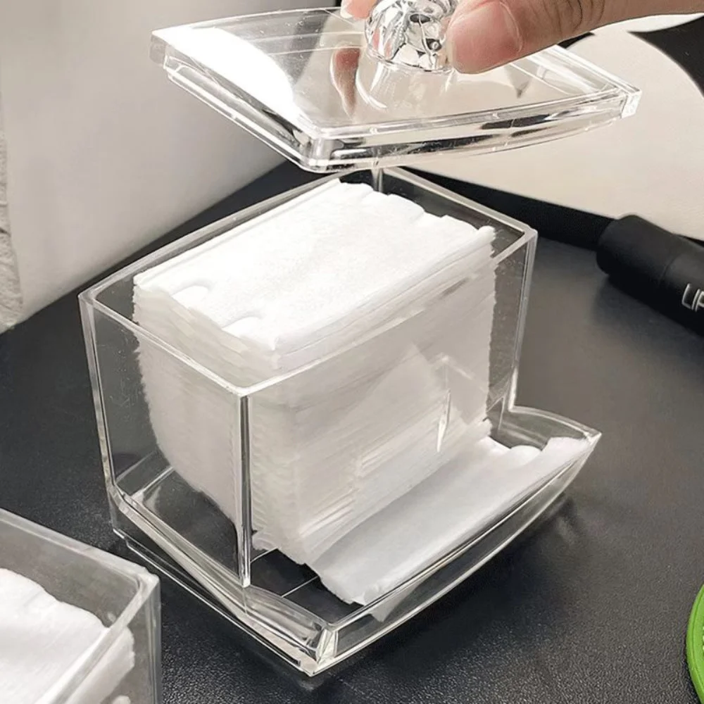 1PC leaky cotton swab box, fashionable crystal home multifunctional desktop portable cover storage box, box towel storage device