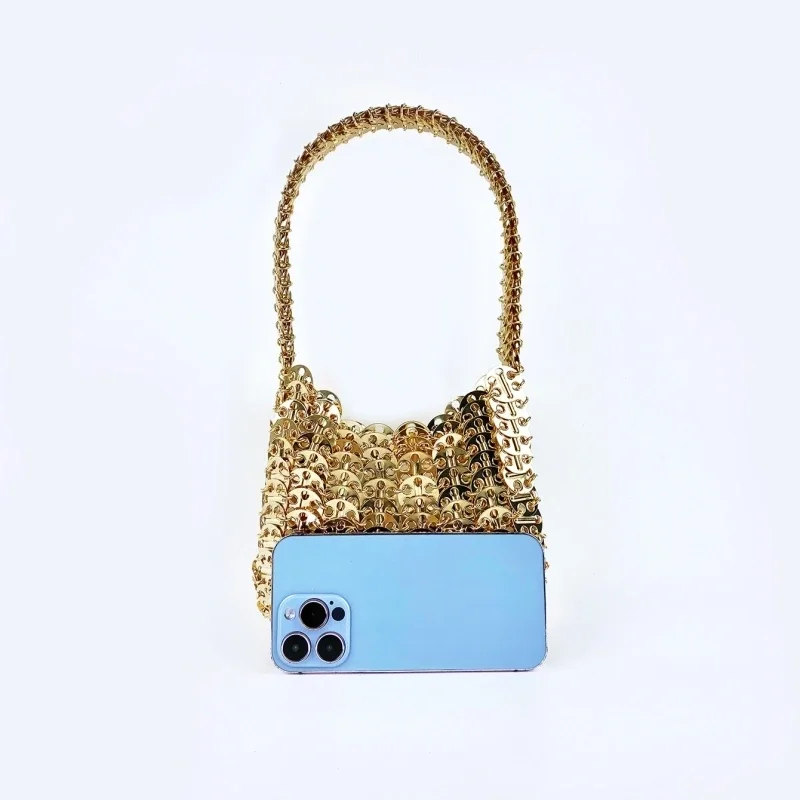 Vintage Shiny Gold Silver Metal Sequins Handbag High Quality Women's Evening Bag Luxury  Female Dinner Party Wedding Clutches