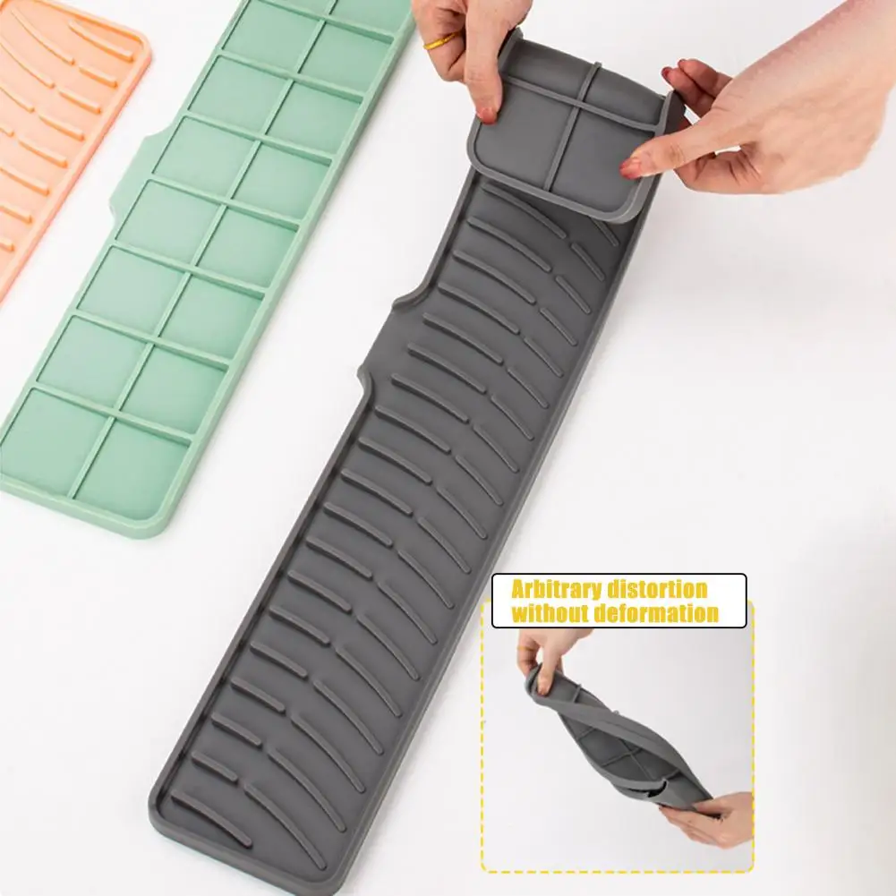 Silicone Drain Pad Faucet Mat Anti-Slip Soap Sink Mat Spill-Proof Countertop Protector Kitchen Utensil Holder