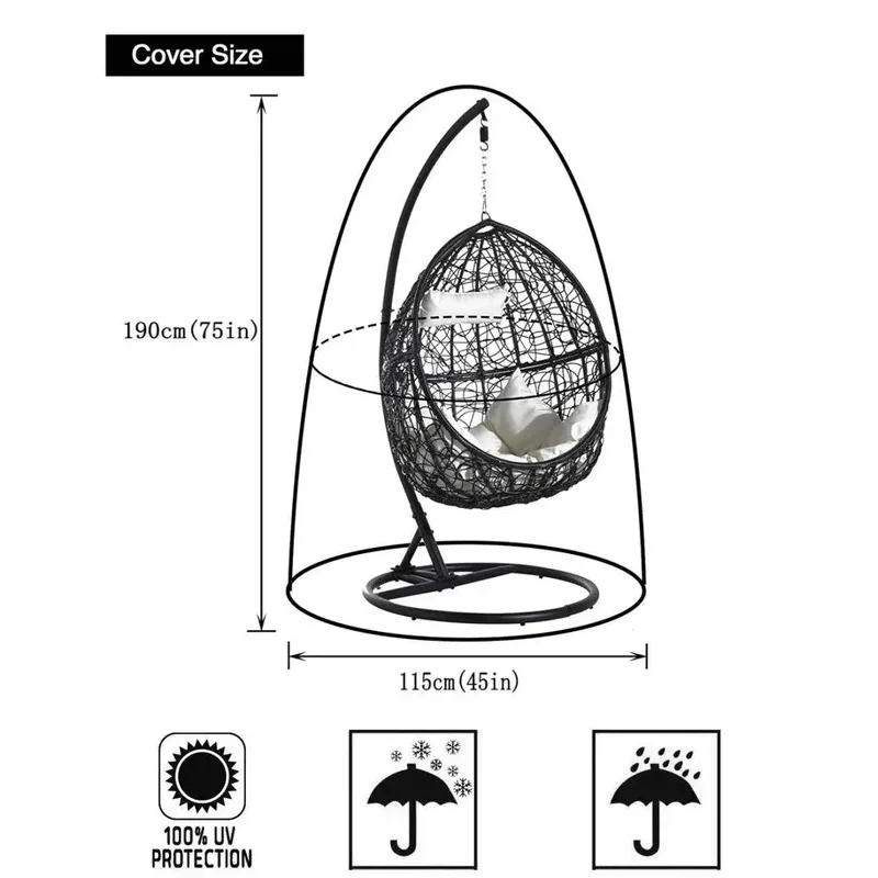 Fashion Eggshell Swing Hanging Chair Cover Waterproof Dustproof Cushion Protector Black Gray Green For Patio Garden Outdoor