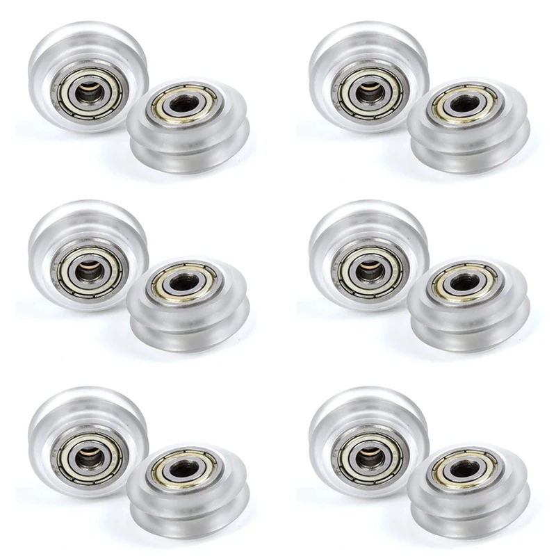 12Pcs CNC Clear Polycarbonate Wheel Pulley 625ZZ Bearing Plastic Wheel V-Slot For CR-10, CR-10S, S4, S5 Ender 3 Pro