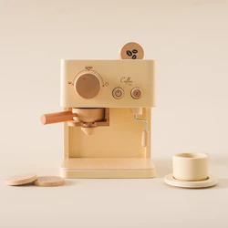 Children's Coffee Machine Kitchen Toys Wooden Montessori Toy Set Kids Cosplay Play House Early Education Educational Toys Gifts