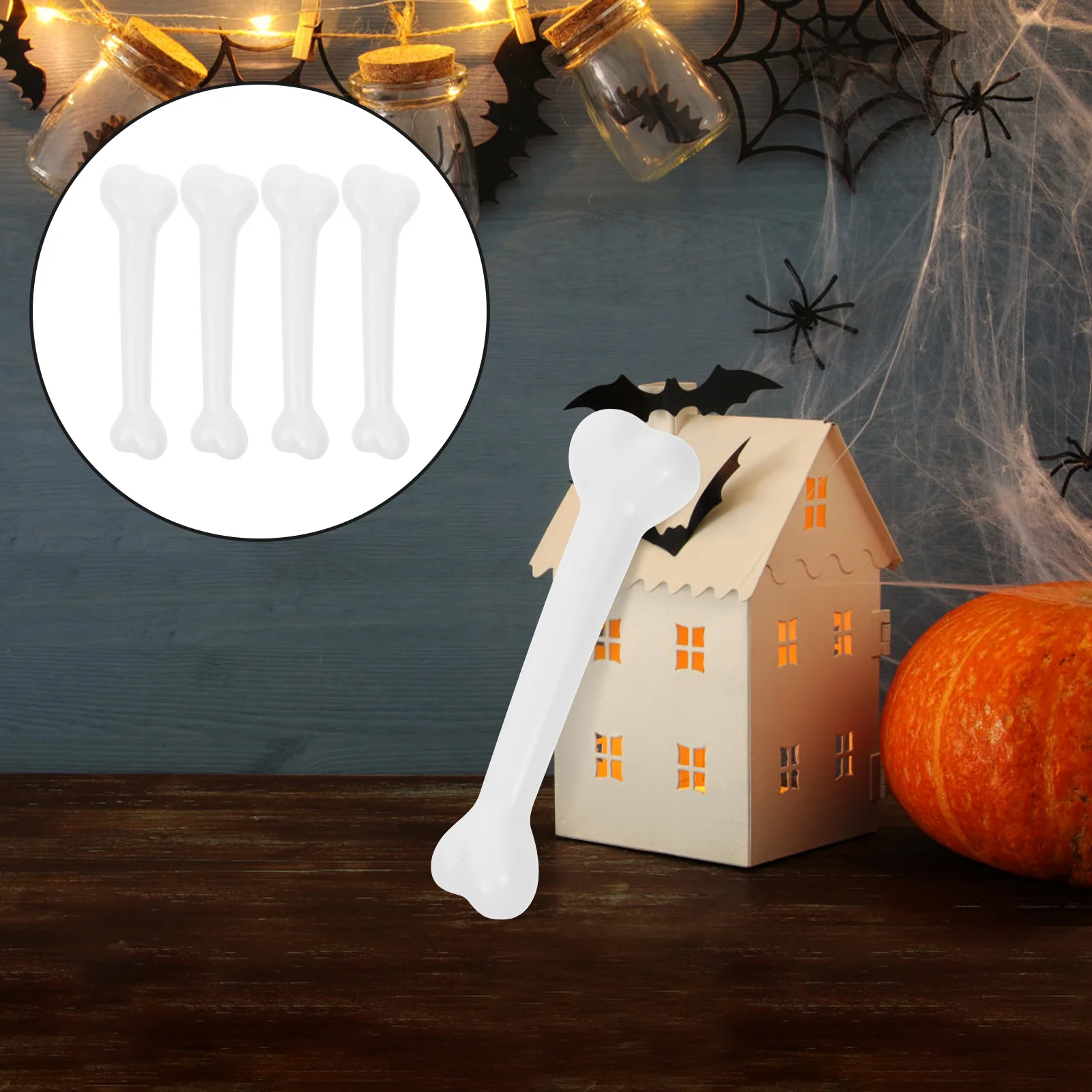 

4pcs Halloween Props Simulative Human Plastic Bones False Bones For Kids Adults Party Decoration Craft Accessories