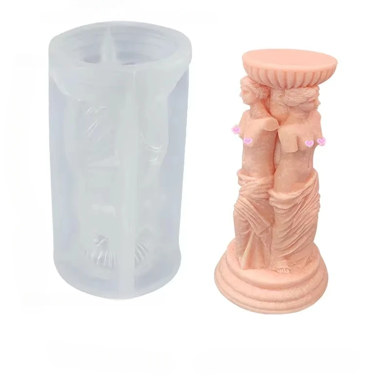 Venus Rome Stick Art Candle Mold Aromatherapy Fragrance Perfume Wax Mould Candlestick Holder Making Plaster Mold