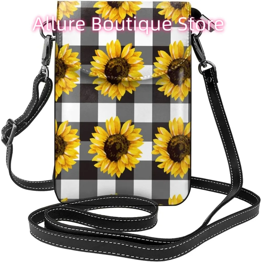 

Сумка через плечо с рисунком подсолнуха для женщин, маленькая дорожная сумка из искусственной кожи для мобильного телефона, легкий мини-кошелек для телефона, кошелек Cross Bod
