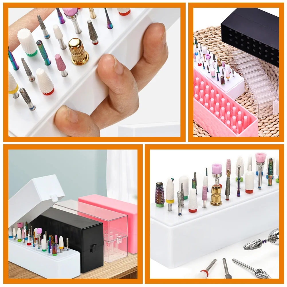 

3pcs Nail Drill Bits Storage Box Nail Art Polishing Head Organizer Durable Manicure Tool Holder Grinding Heads Display Container