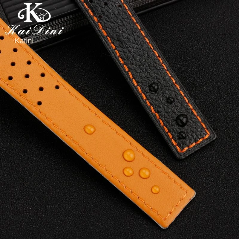 New Breathable Genuine Leather band for TAG Heuer Monaco Watchband CAW211M 211P CAW211R 211T Folding Buckle Wrist Strap  22mm image 3