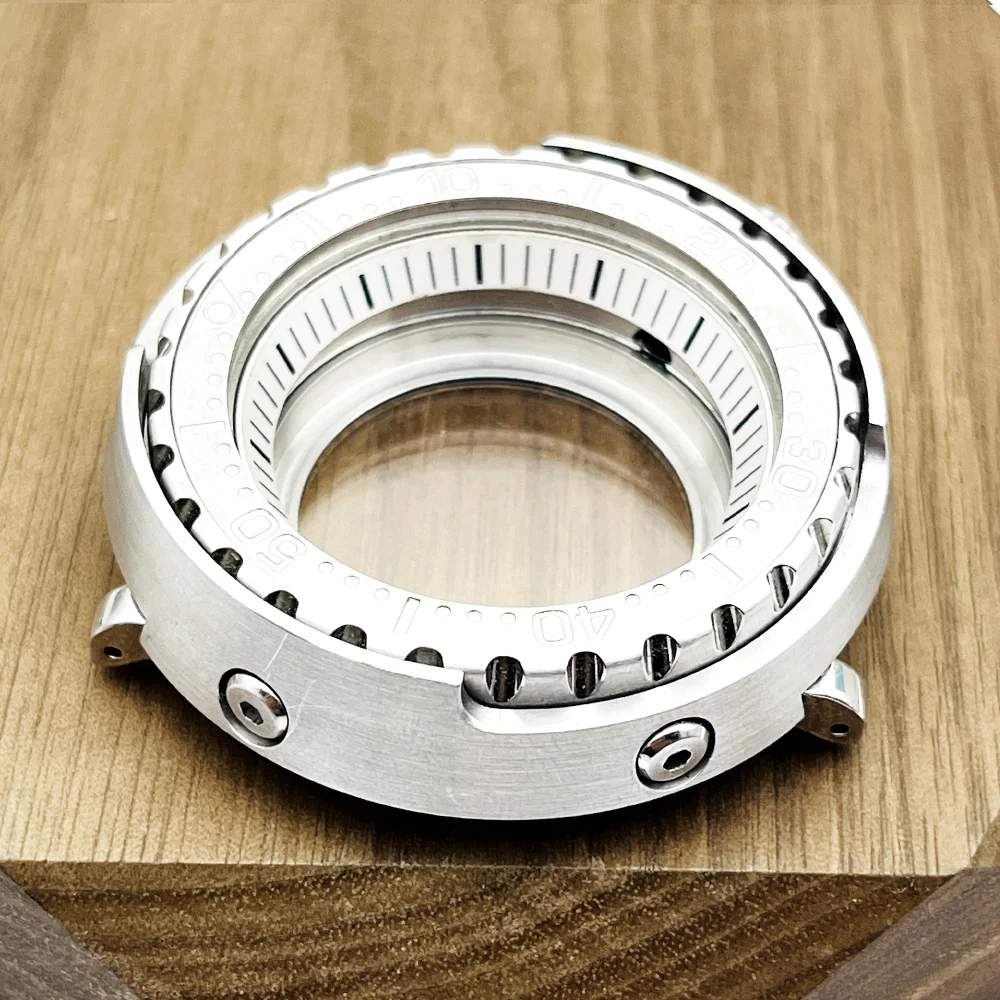 Cassa per orologio in scatola con custodia per tonno da 47 mm con inserto per lunetta 38x31,5 mm adatto per cassa con movimento 7S26 NH34 NH36 NH35 Custodie posteriori trasparenti