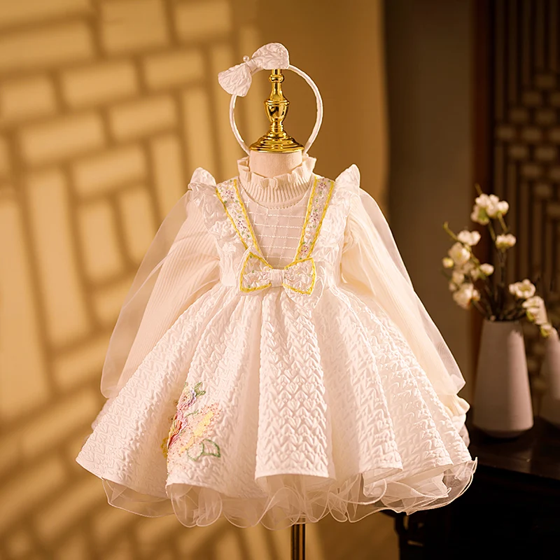 High-end Flower Girls Ball Gown Kids Performance Clothes Birthday Party Wedding Formal Prom Dress for Easter