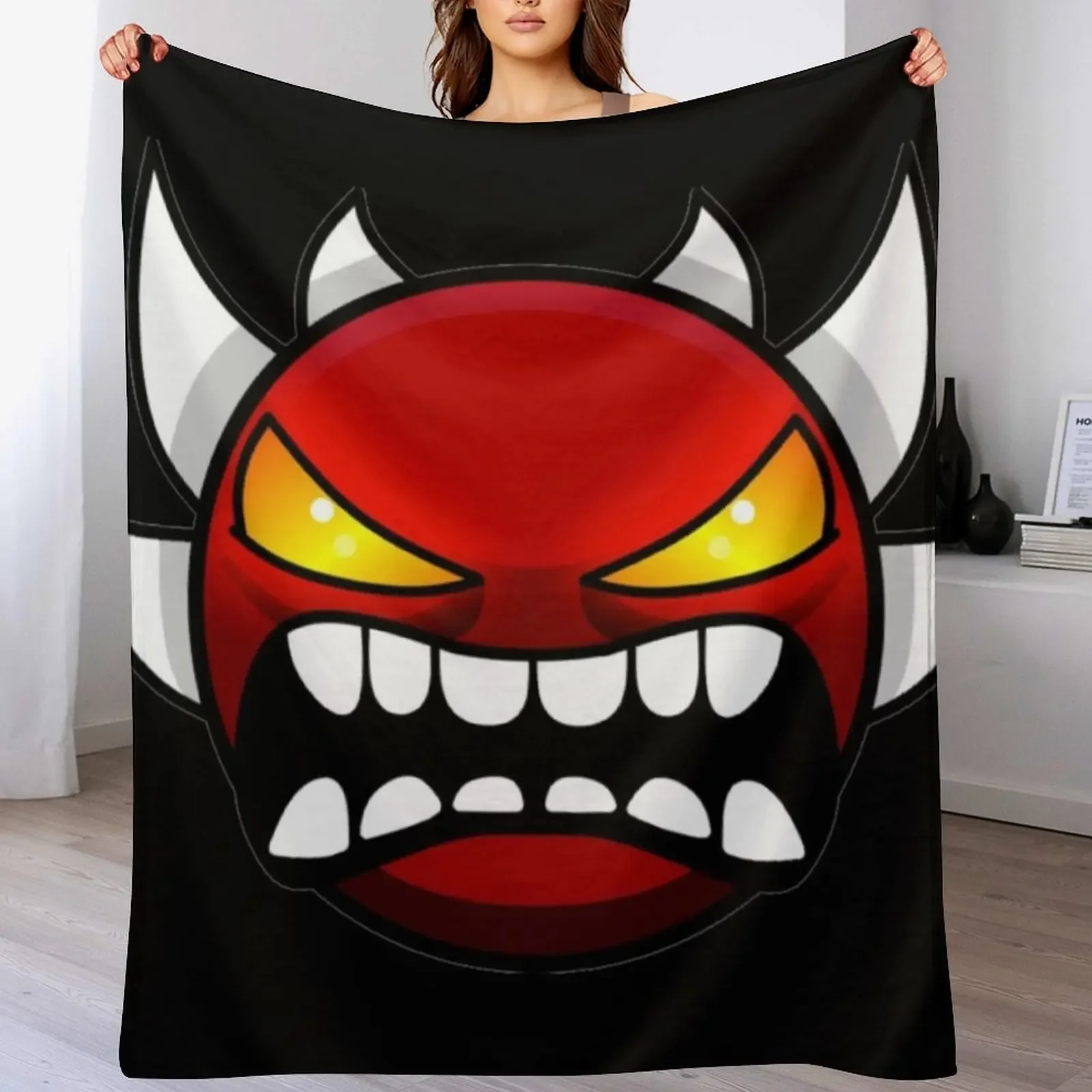 

angry geometry dash Throw Blanket Lightweight Warm Blanket for Indoor Outdoor Use