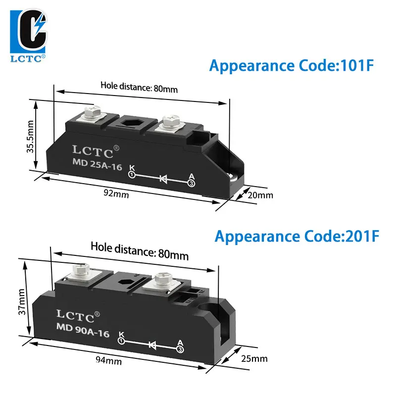 LCTC Solar Anti Return Diode Anti Reverse/Backflow Diode DC Solar Relay Current Rectifier Solar Charge Controller MD 25A-200A