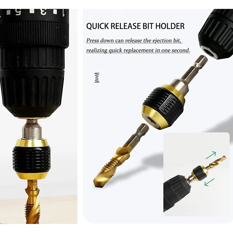 2 ชิ้น 60 มิลลิเมตรเจาะ Chuck ไขควง Impact Driver Adapter 1/4 นิ้ว Hex Shank เจาะเครื่องมือ Bit Quick Change แปลงอะแดปเตอร์
