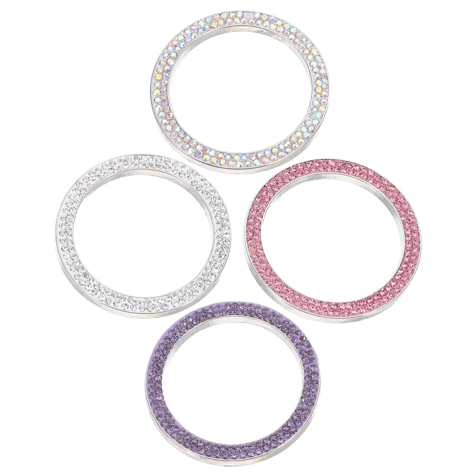 

4Pcs Sparkly Rhinestone Engine Start Ring Car Push Button Cover Protective Bling Ignition Button Decoration Automotive