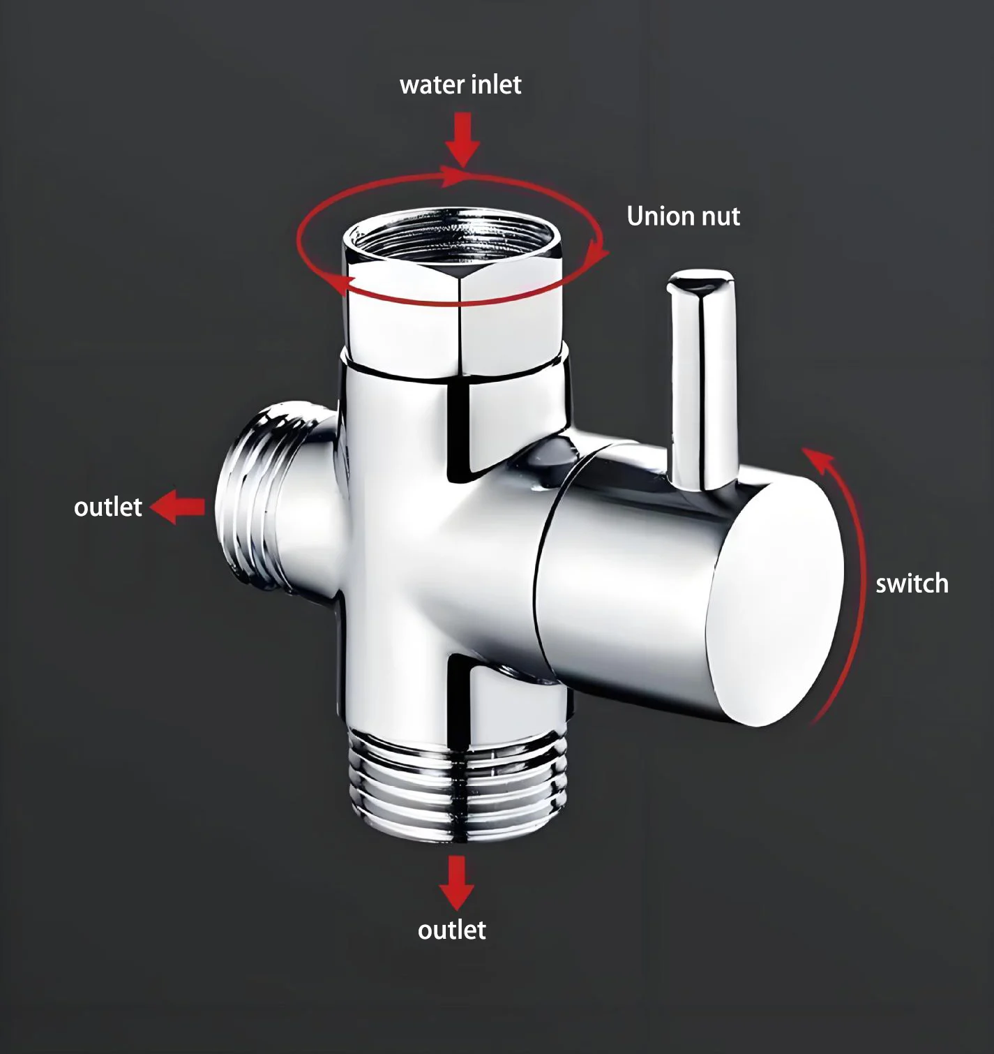 3 Way Diverter Valve T-Adapter Converter For Shower Brass Water Tap Connector Bathroom Faucet Water Separator