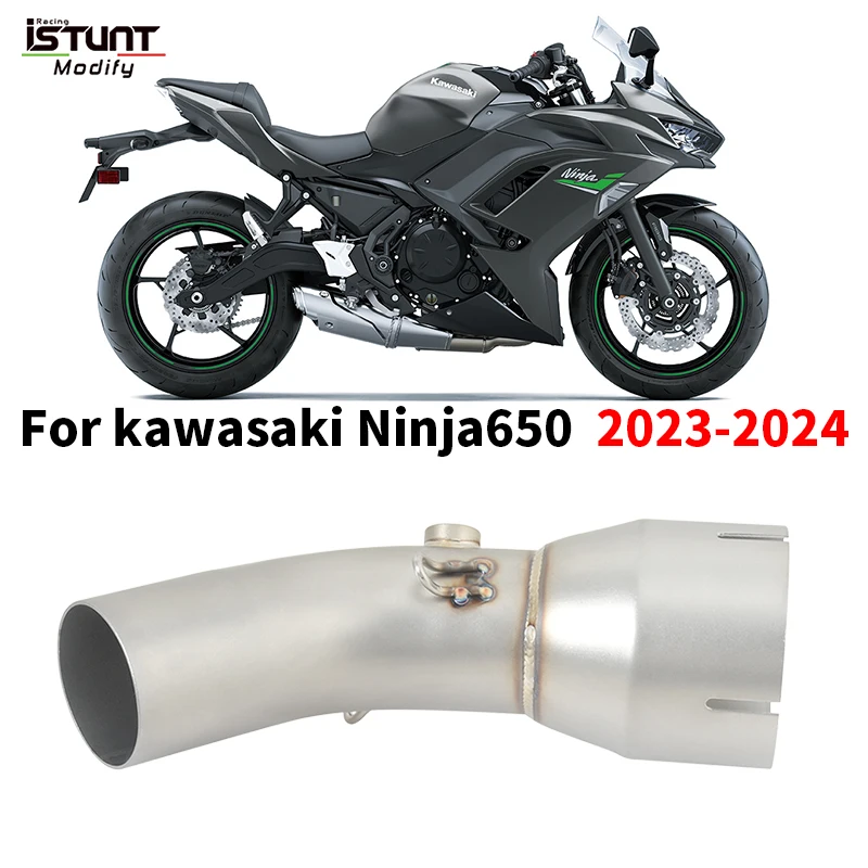 Slip On For Kawasaki Ninja 650 2023 2024 Motorcycle Exhaust System Escape Moto Modified Middle Link Pipe Motocross Plug and Play