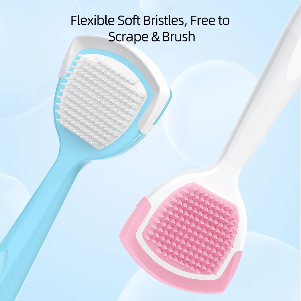 1/2/4Pcs BMBO Silicone Tongue Scraper Soft Tongue Cleaner Brush Remove Food Debris Bad Breath Oral Hygiene Care Tool For Adults