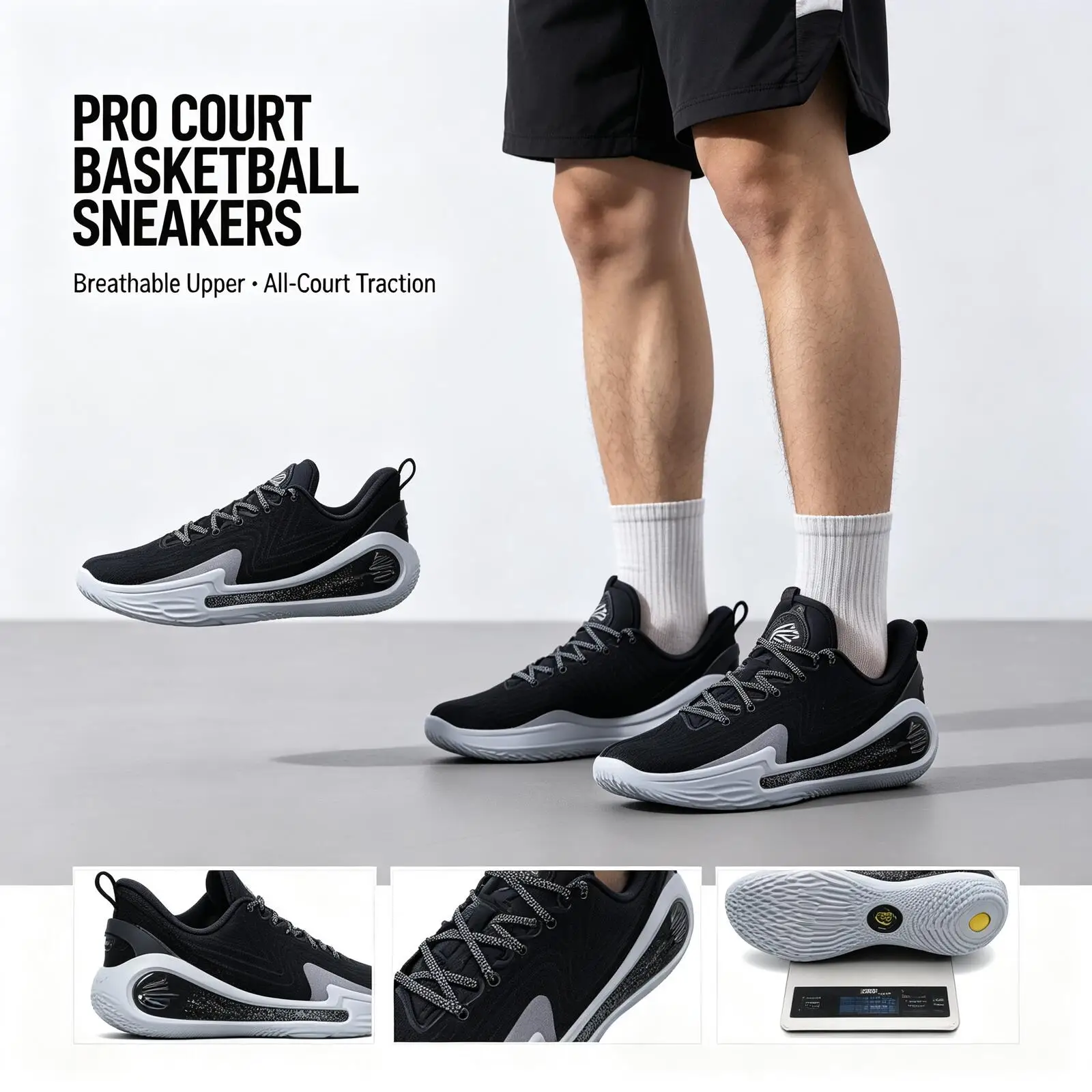 Under Armour Black White Basketball Shoes for Women Men High-Top Performance Sneakers Cushioned Supportive Training Sports Shoes