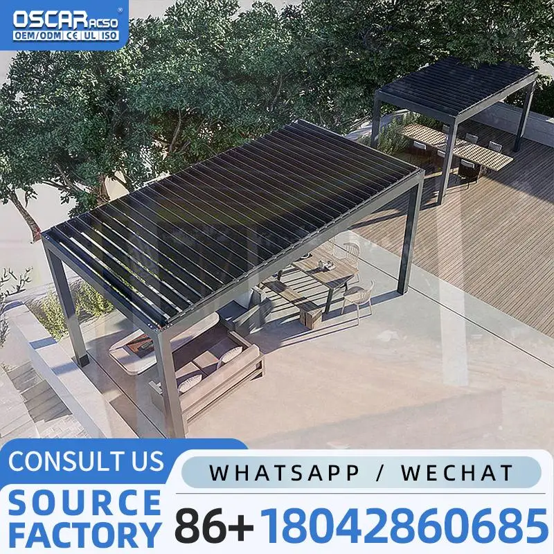 Weatherproof Aluminium Outdoor Gazebo With Hidden Motor for Garden Patio Beach pergola