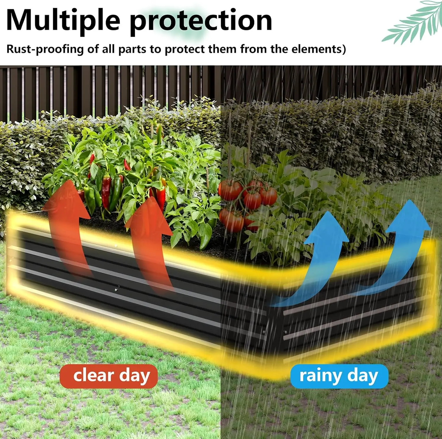 Outdoor Galvanized Metal Planter Box, Black, 2 Pack, Easy Assembly for Vegetables view 5
