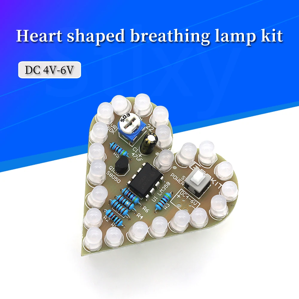 

1-10Pcs Heart Shape Breathing Lamp Kit DC 4V-6V Breathing LED Suite Red White Blue Green DIY Electronic Production for Learning