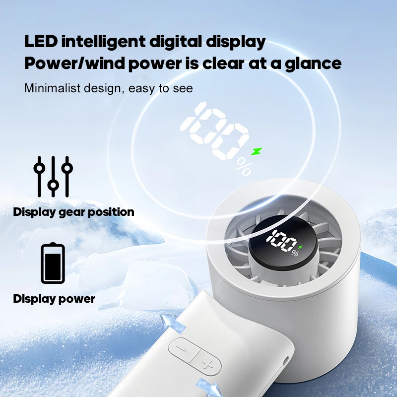 고속 미니 휴대용 팬 2000mAh 충전식 접이식 휴대용 팬 냉각 강력한 100 속도 조정 야외용 터보 팬