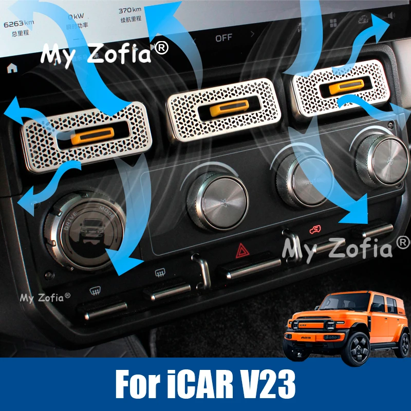 

For Chery iCAR V23 iCAUR V23 2025 2026 Car Air Condition Vent Outlet Panel Frame Stainless Decoration Sticker Trim Accessories