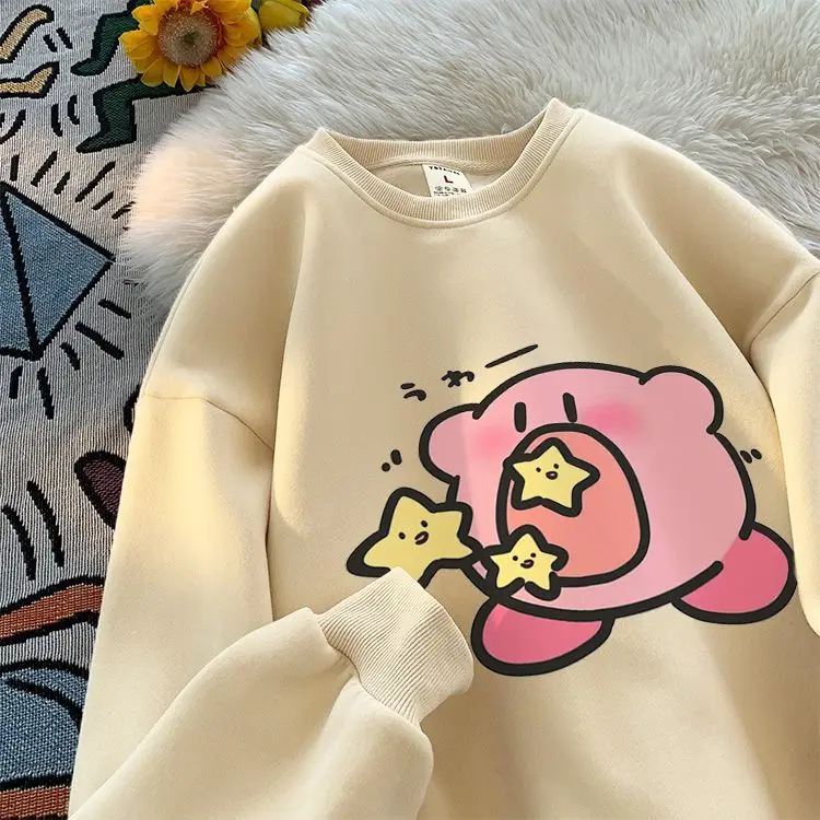 Harajuku Cute Star Pink Cartoon Sweatshirt Women Teenage Girls Kawaii Clothes O-neck Loose Oversized Japanese Y2K K Pop Clothes