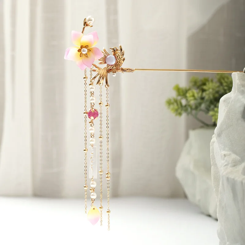 Vintage Chinese Traditional Flower Hairpin Classic Hair Stick Elegant Women Elegant Hanfu Hair Accessories Headdress Gift