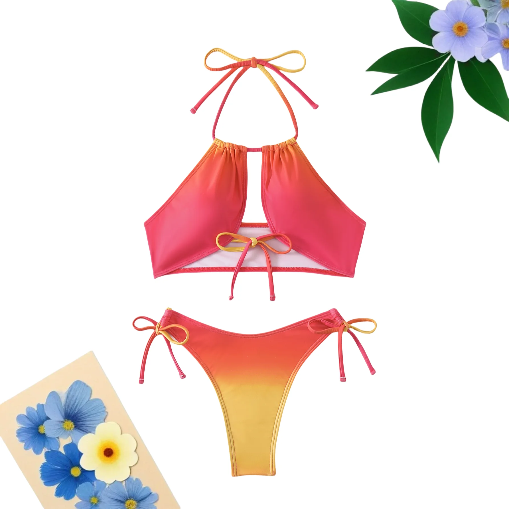 

Women's Sexy Gradient Push Up Two Piece Bikini Set Women Swimsuit Lace Up Bikinis Beachwear Woman Bathing Suit Vacation Swimwear