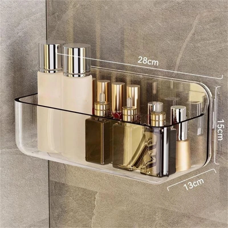 

Sturdy Wall Mounted Storage Boxes Clear Adhesive Wall Mounted Storage Box for Bathroom Kitchen or Office Shelves