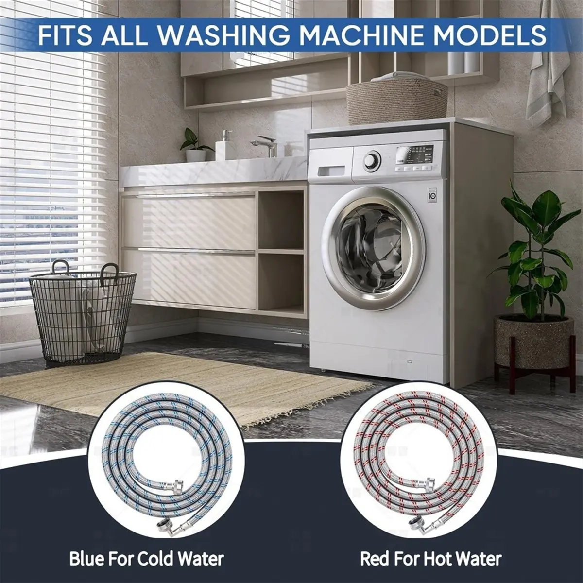 4FT Braided Stainless Steel Washer Hoses
