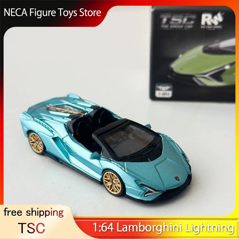 

TSC 1:64 Lamborghini Lightning, металлический синий сплав, модель автомобиля, карманный размер, изысканная коллекционная копия суперкара для любителей автомобилей