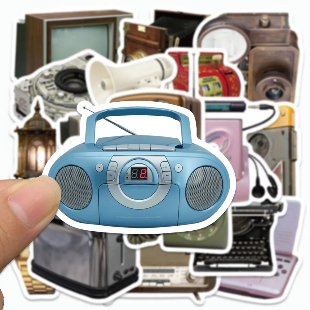 50PCS Retro Electronic Devices Stickers Cartoon Telephone Radio Decals For Phone Case Suitcase Refrigerator Graffiti Stickers