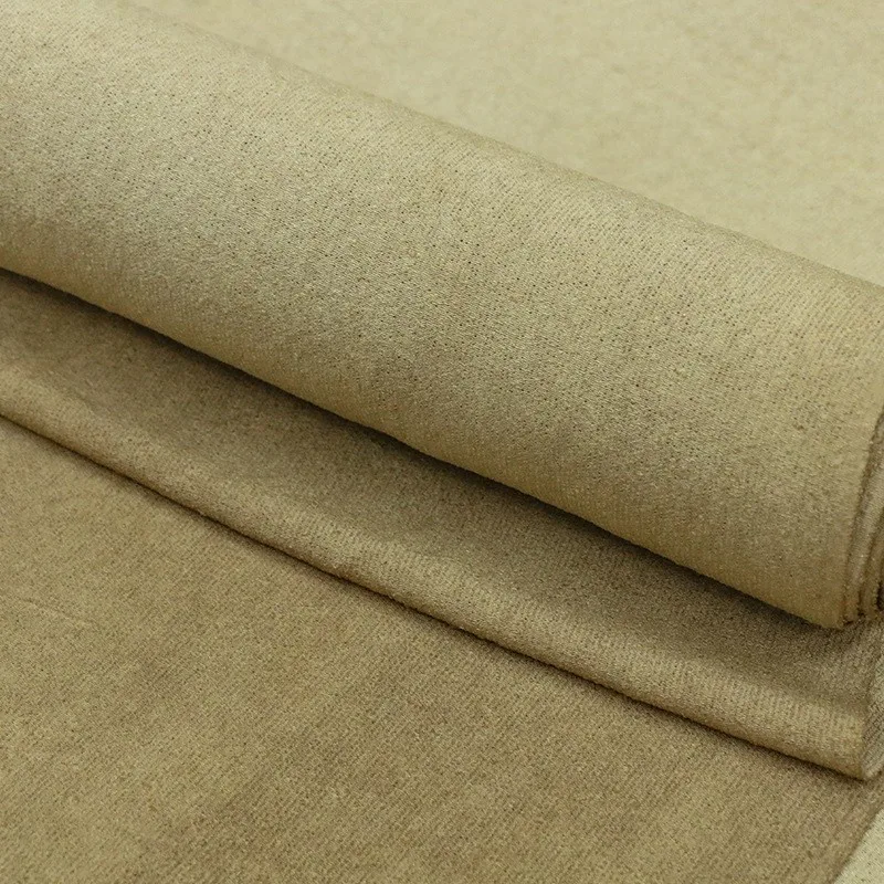 Natural tussah silk dirt-dyed and stir-fried color artistic style fabric a niche designer shirt for clothing