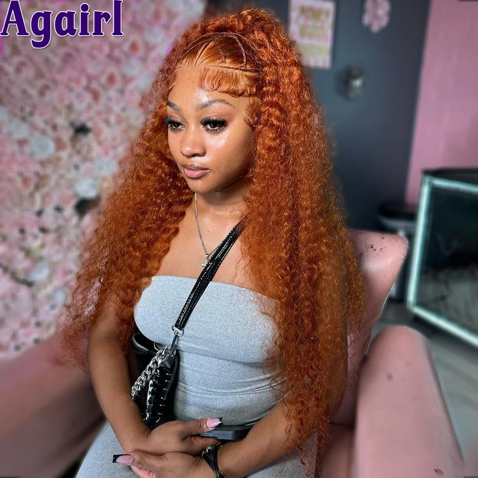 Ginger Orange 13X4 Front Jerry Curly Human Hair Wigs Transparent 13x6 Lace Frontal Wig Pre Plucked Ready Go 6X4 Lace Closure Wig