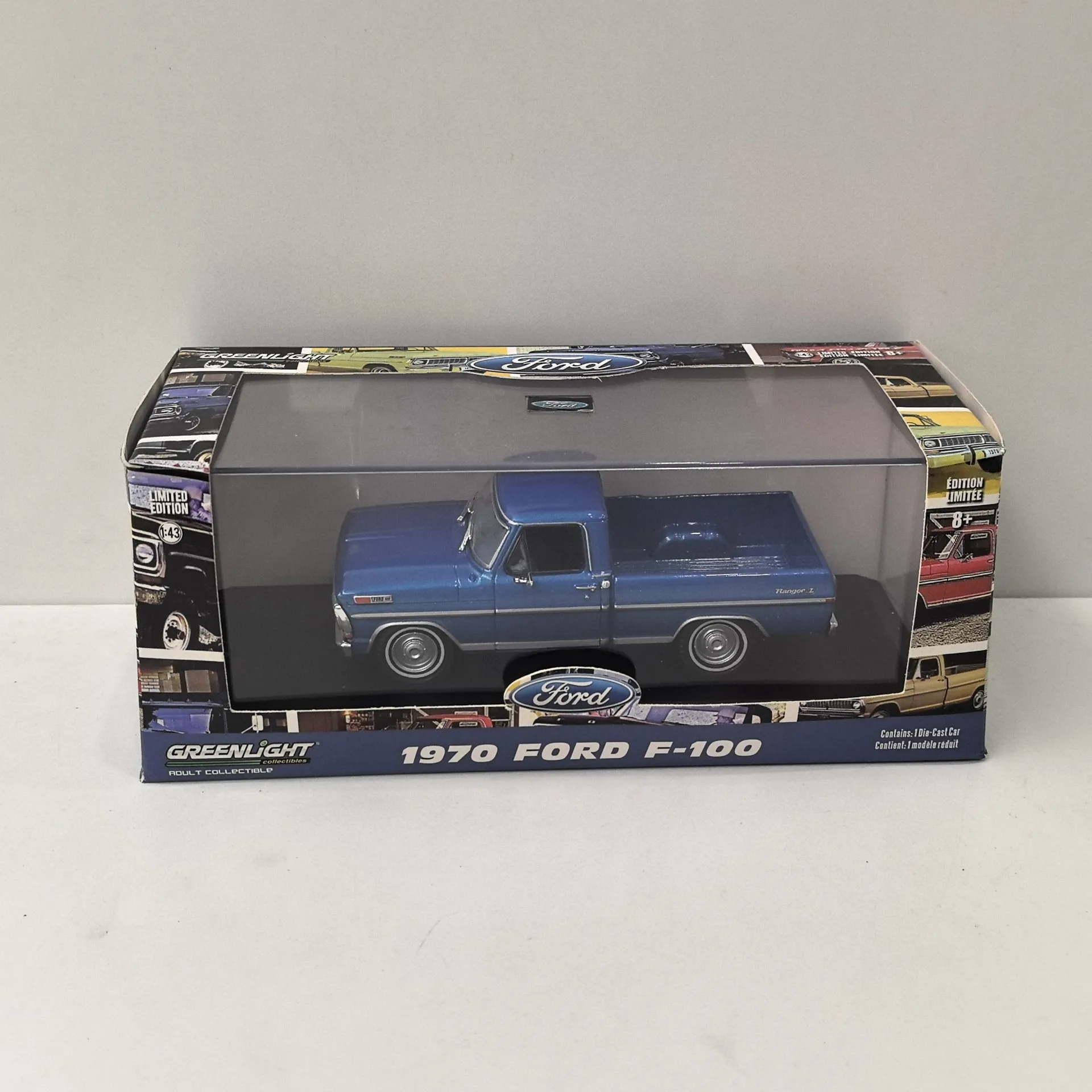 

Коробка с треснувшим литой под давлением зеленый свет, масштаб 1/43 Ford F-100 1970 Ford Pickup, модель автомобиля из сплава, Коллекционная игрушка, подарок, сувенирный дисплей