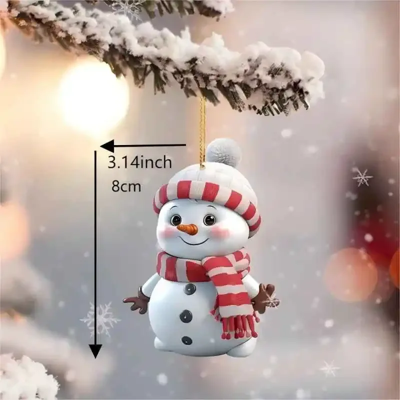 Ciondolo decorativo natalizio 2D acrilico cartone animato pupazzo di neve di Natale giardino domestico ciondolo albero di Natale forniture per