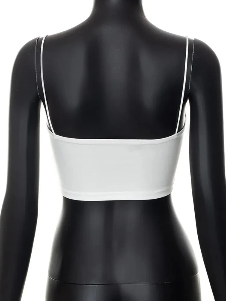 White Top Spaghetti Strap Crop Top Women Streetwear Sleeveless Corset Top Super Short Ropa De Mujer Cute Korean Fashion Clothing