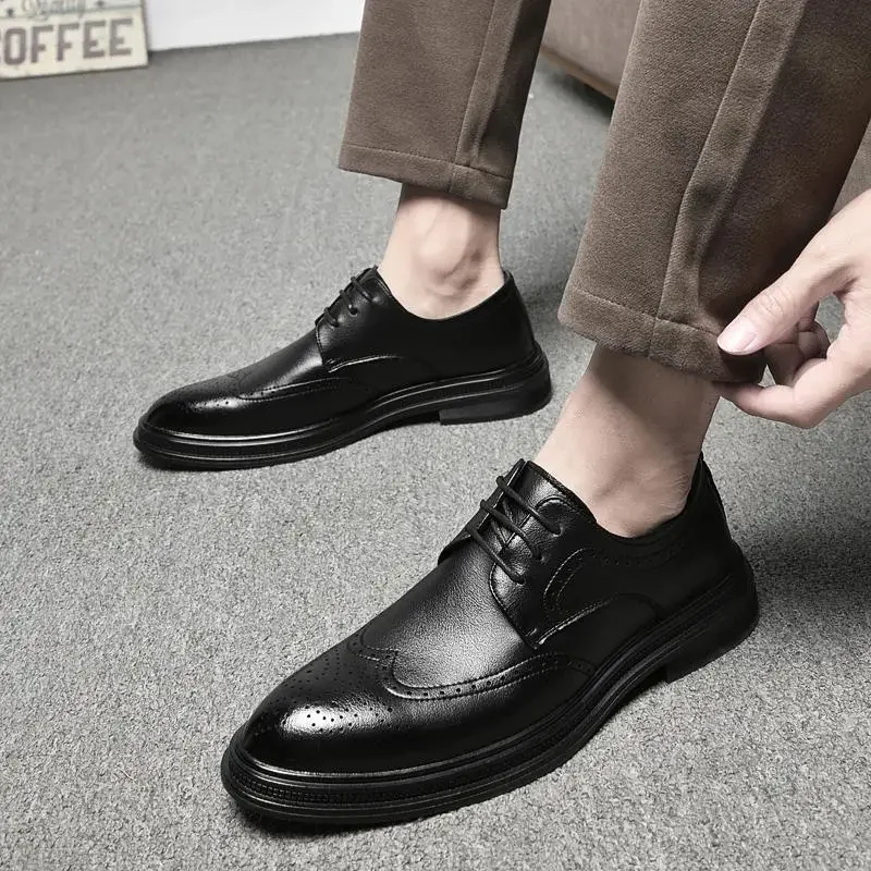 

Luxury Men's Leather Shoes High Quality Men's Dress Shoes Oxford Pointed Wedding Office Shoes