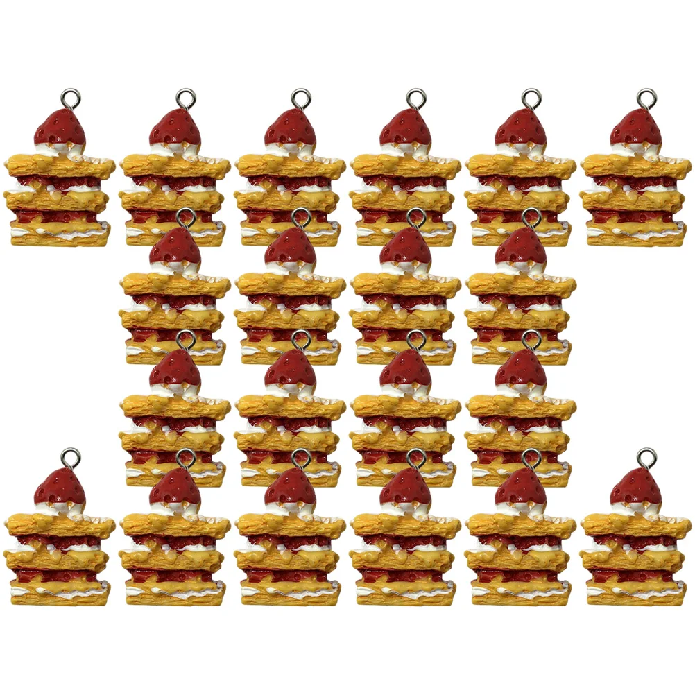 

20pcs Strawberry Cake For Earring Making Kits Jewelry Accessories Necklace Keyring Decorations Metal Resin Gift
