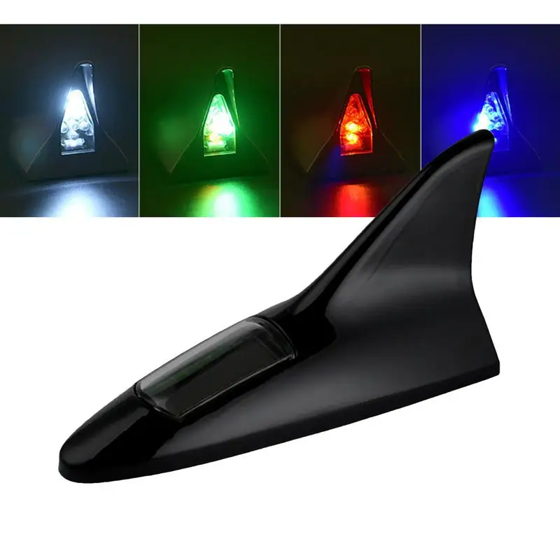 Universel Auto Car Led Warning Lamp Solar Powered Shark Fin Antenna Decorativ Shark Fins Roof Light Solar Car Antenna Decorative